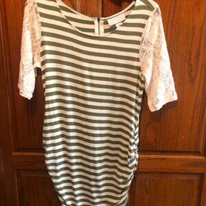 Jessica Simpson Maternity green and ivory Stiped Maternity top Size M